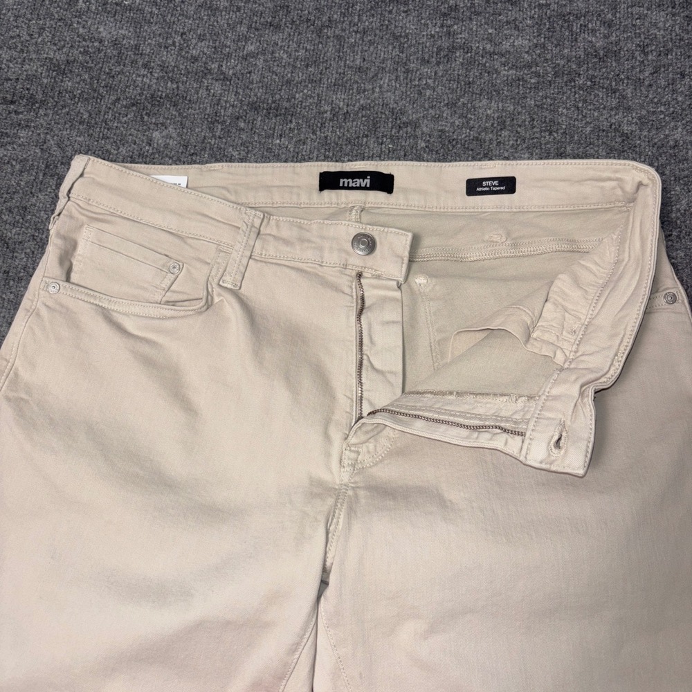 Mavi Steve Athletic Tapered Fit Pants Mens 38x30 Beige Stretch Chinos Comfort - Picture 3 of 13